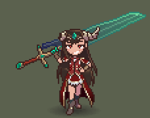 Fan character Arurin from Arugi with her huge ah sword.