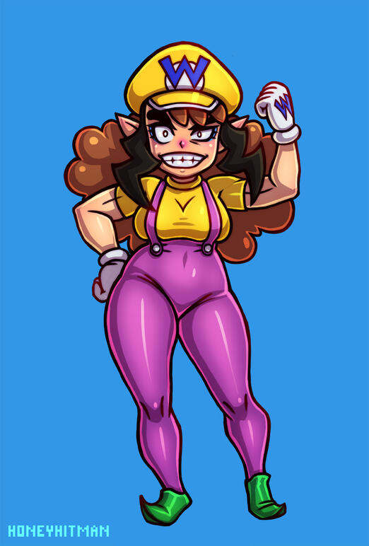 Wario but genderbent into a thicc lady.